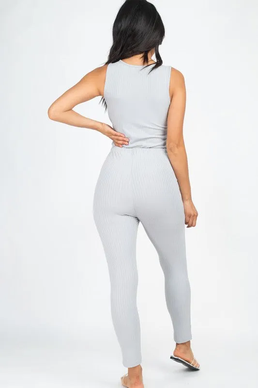 Ribbed Sleeveless Jumpsuit