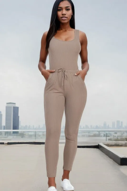 Ribbed Sleeveless Jumpsuit