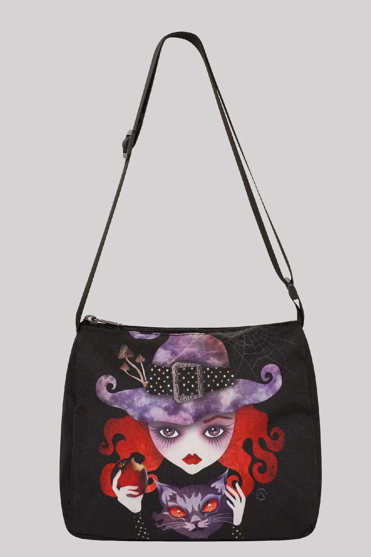 Ro Rox Small Handbag Makeup Cute Purse, Black, Witch-Cat