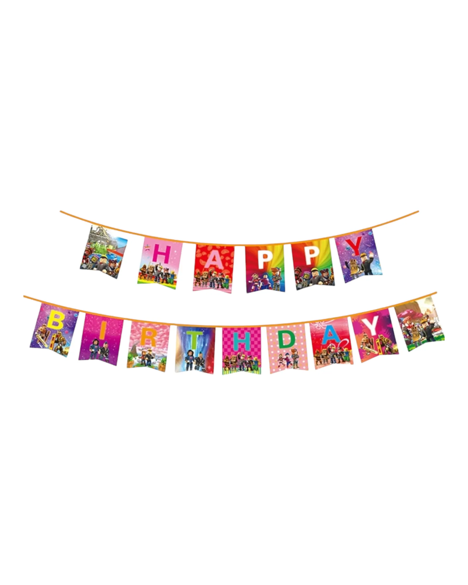 Roblox Patterned Birthday Party Flag Banner
