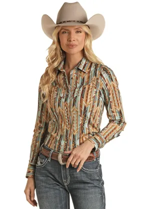 ROCK & ROLL DENIM LADIES AZTEC SNAP LONG SLEEVE SHIRT