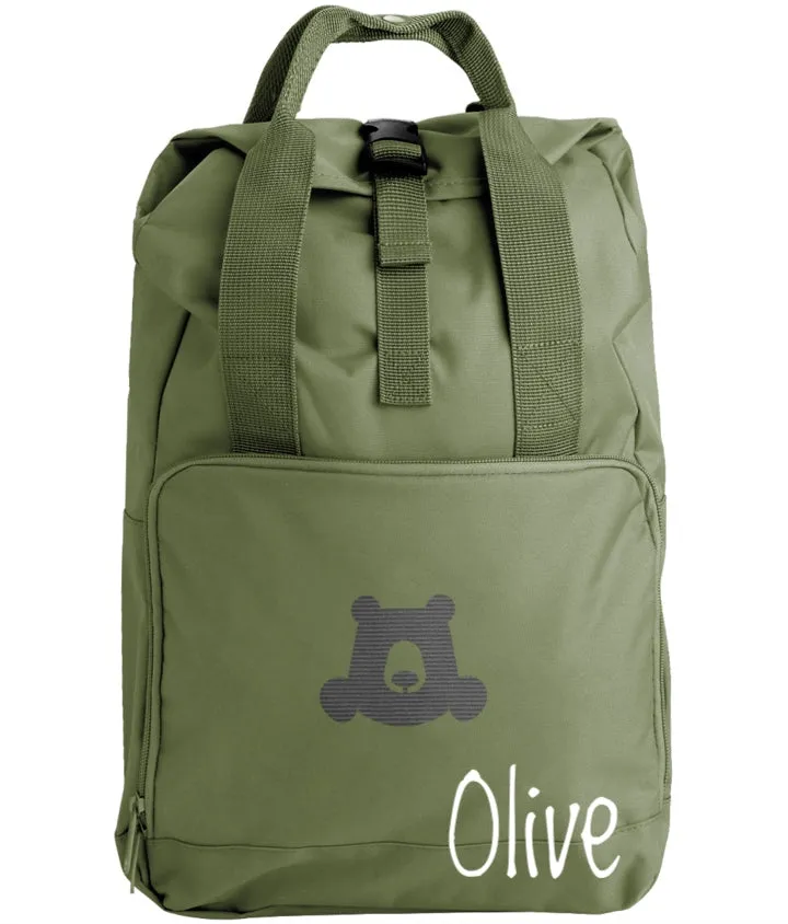 Roll Top Embroidered Backpack