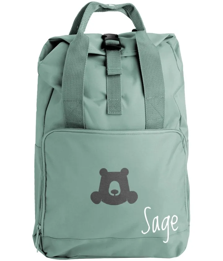 Roll Top Embroidered Backpack