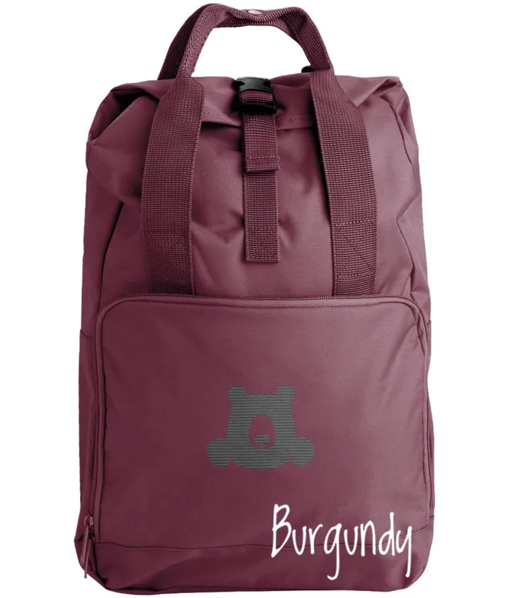 Roll Top Embroidered Backpack