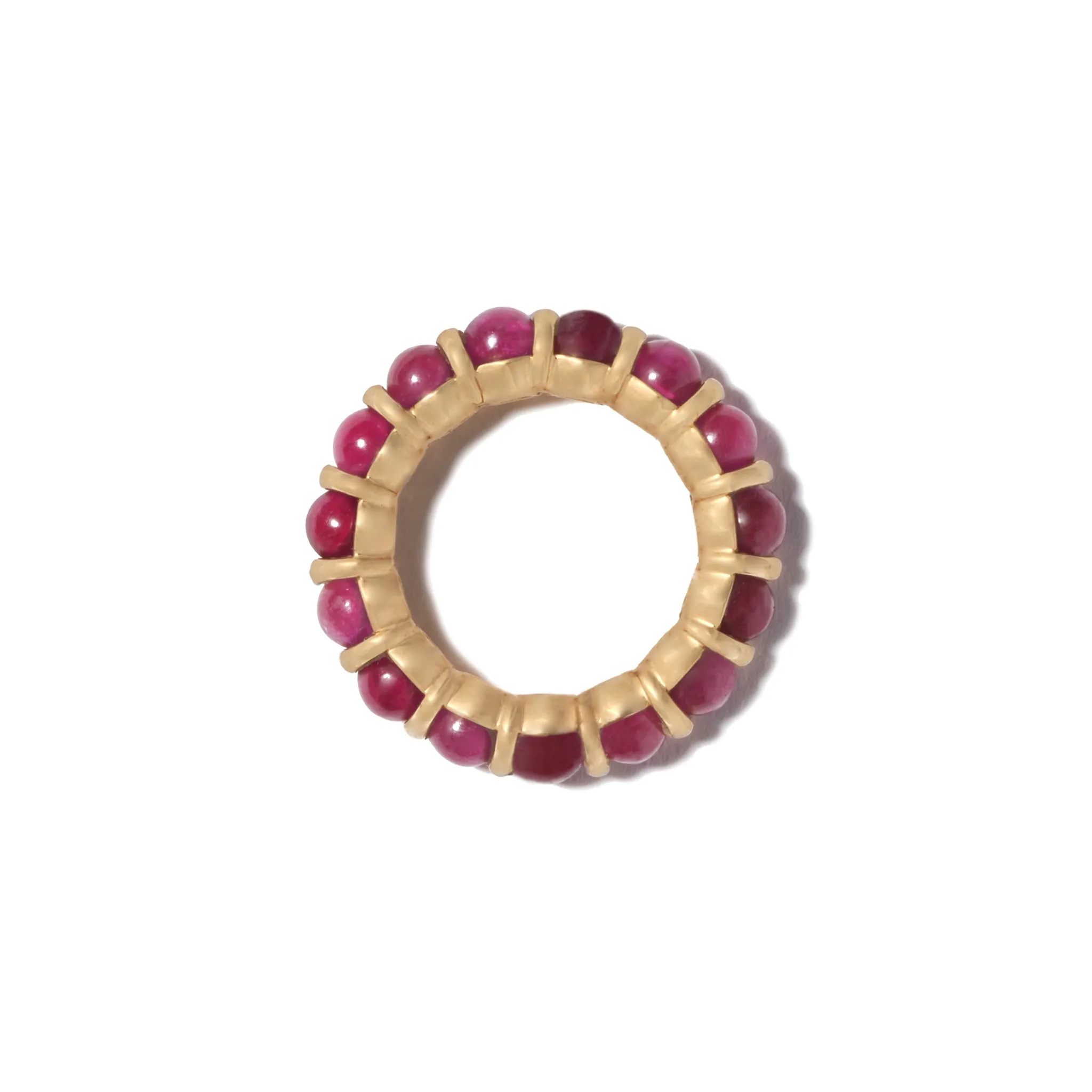 Rolling Spheres Ring with Red Greenland Ruby