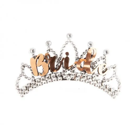 Rose Gold Plastic Bride Tiara with Diamantes