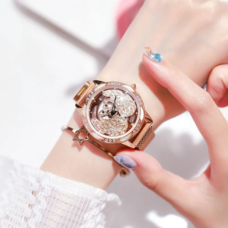 Rotatable Swan Pattern Dial Women's Watch