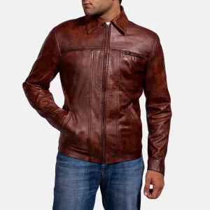 Rugged Maroon Leather Jacket