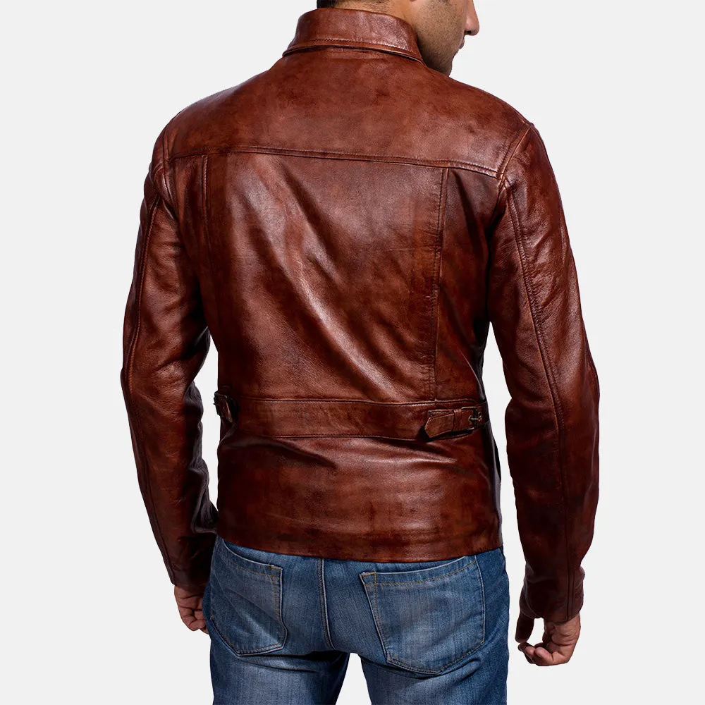 Rugged Maroon Leather Jacket