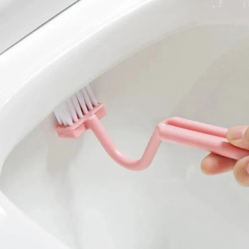 S-Shaped Toilet Brush with Curved Handle for Corner Cleaning