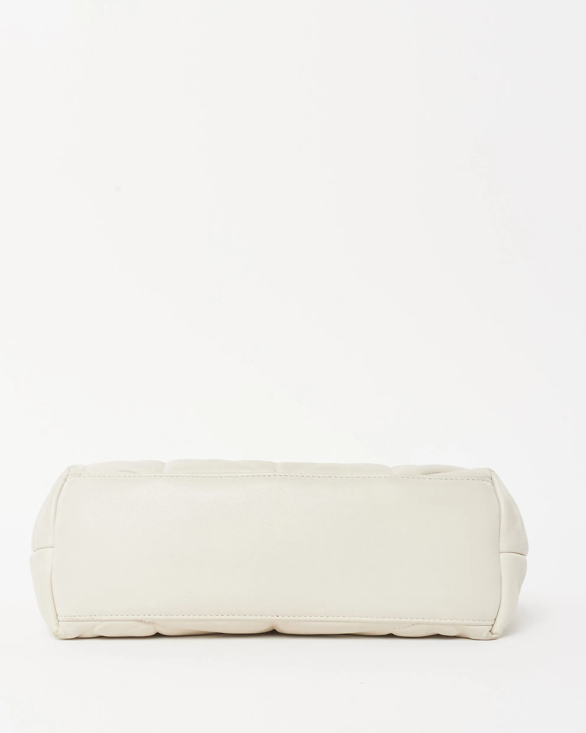 Saint Laurent White Leather Small Loulou Puffer Bag SHW