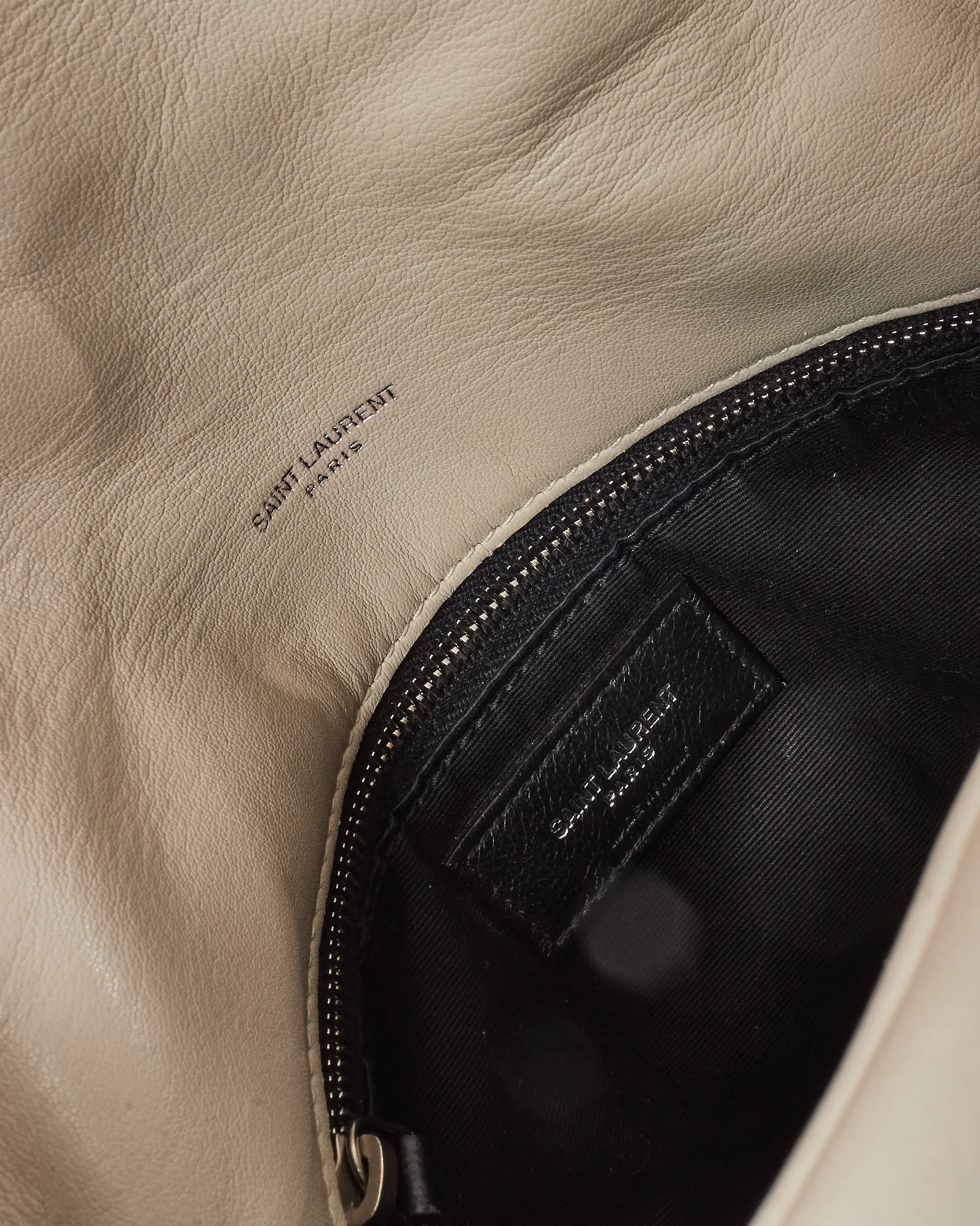 Saint Laurent White Leather Small Loulou Puffer Bag SHW