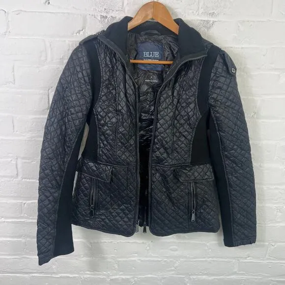 Saks Fifth Avenue Women's Full Zip Hooded Quilted Jacket Black Size Small