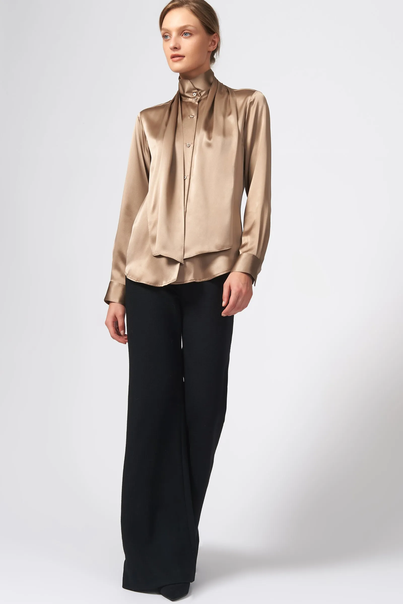 Scarf Tie Blouse - Champagne