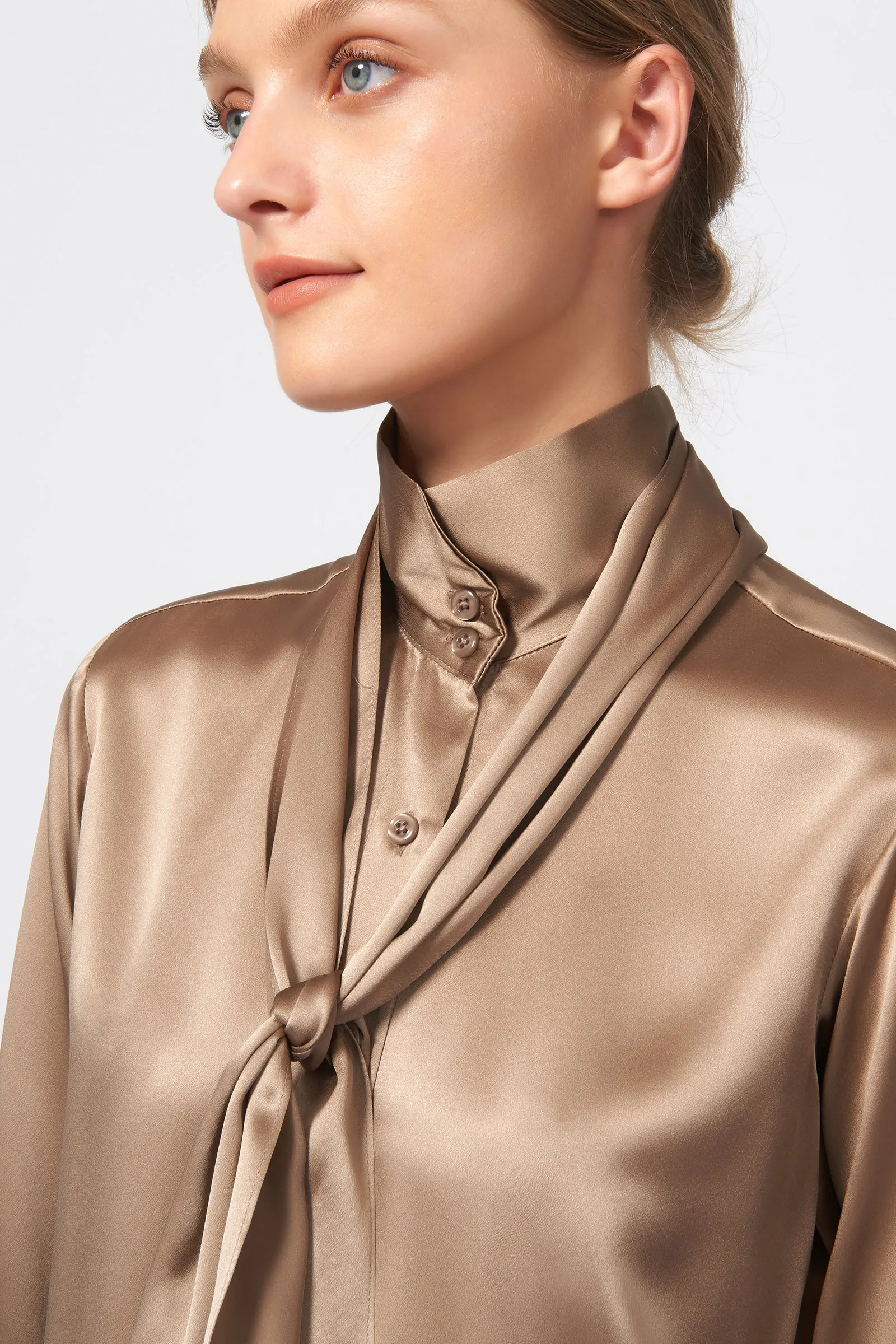 Scarf Tie Blouse - Champagne