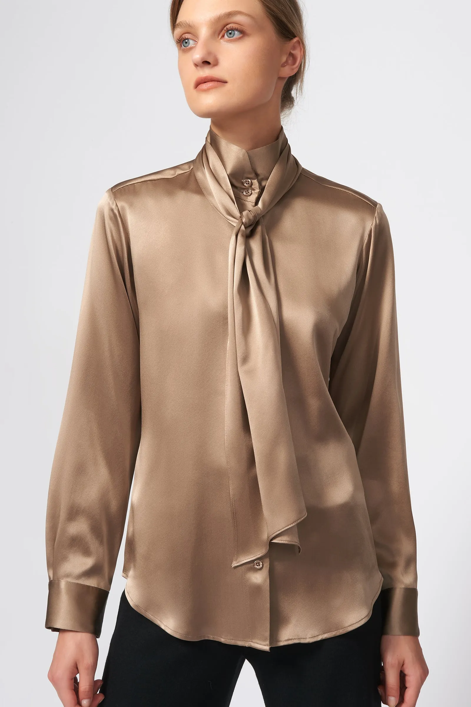 Scarf Tie Blouse - Champagne