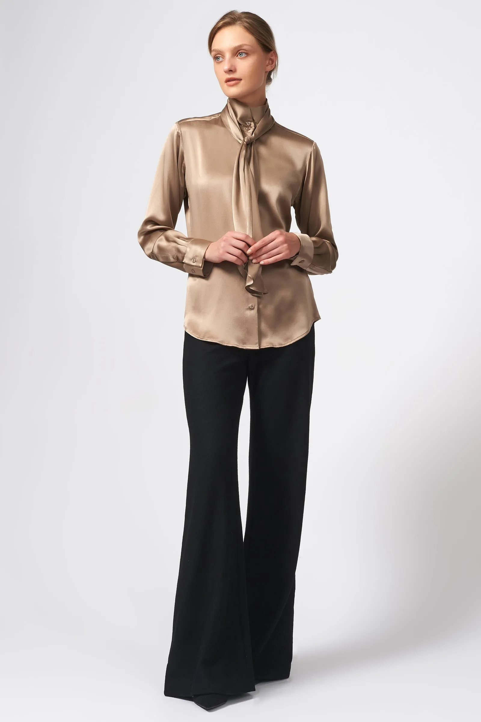 Scarf Tie Blouse - Champagne