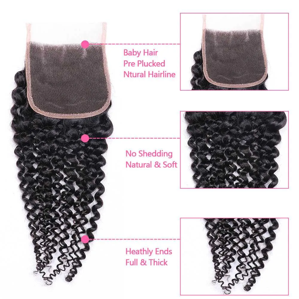 Sdamey 4x4 Lace Closure Brazilian Curly Wave Human Hair Lace Closure