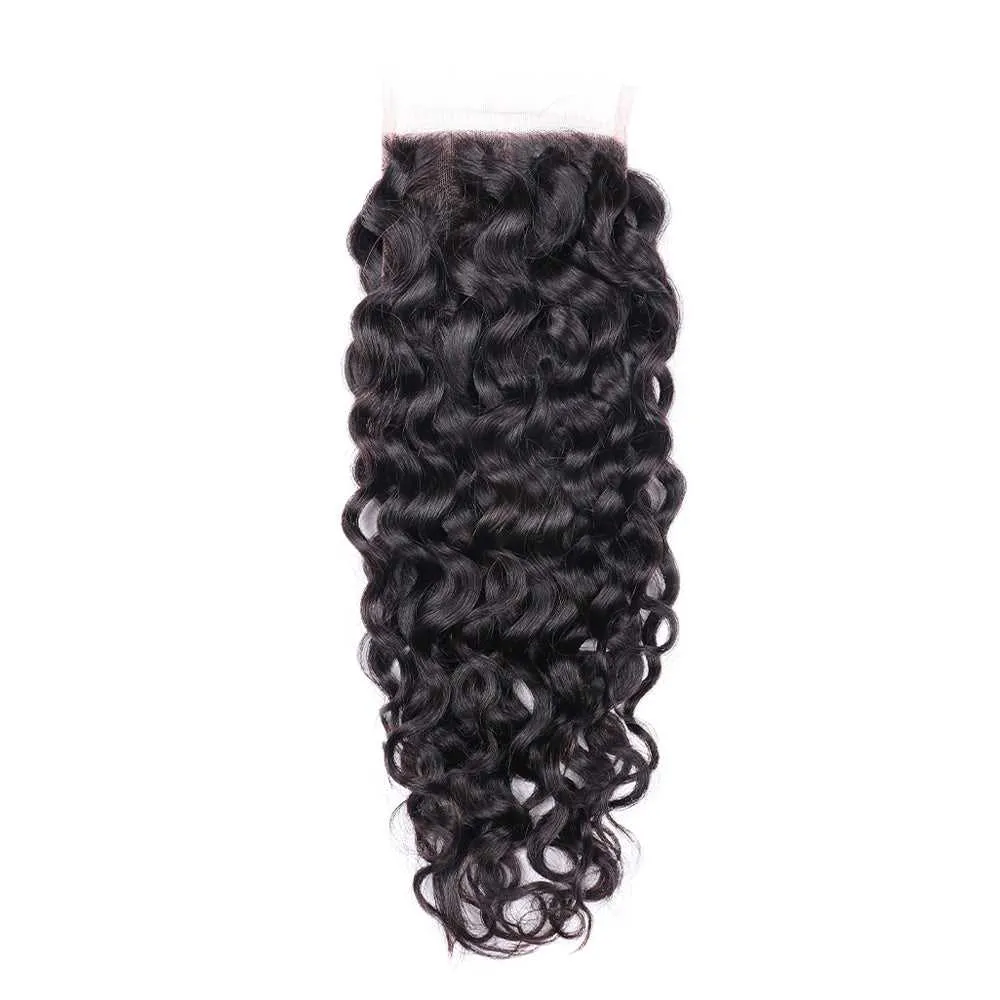 Sdamey Brazilian Water Wave Human Hair 7X7 Lace Closure