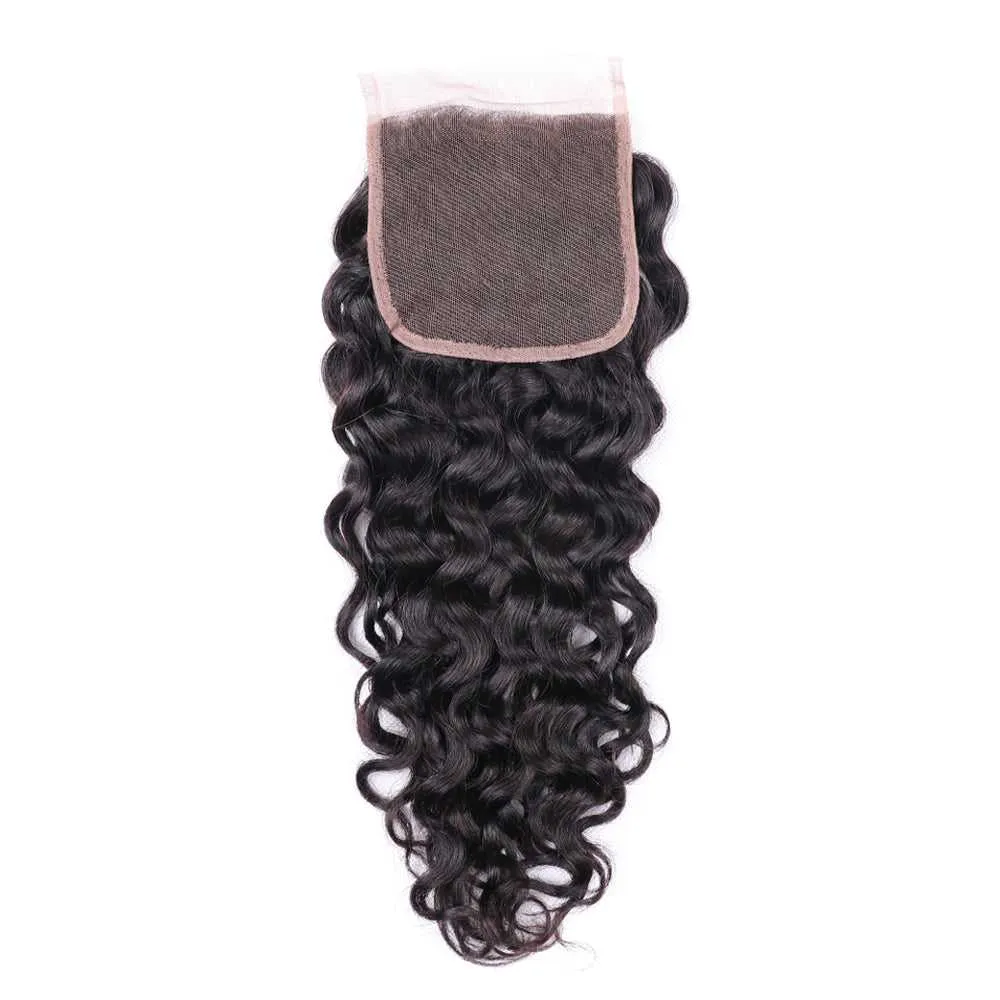 Sdamey Brazilian Water Wave Human Hair 7X7 Lace Closure