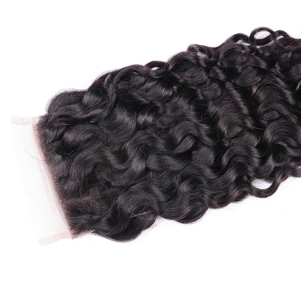 Sdamey Brazilian Water Wave Human Hair 7X7 Lace Closure