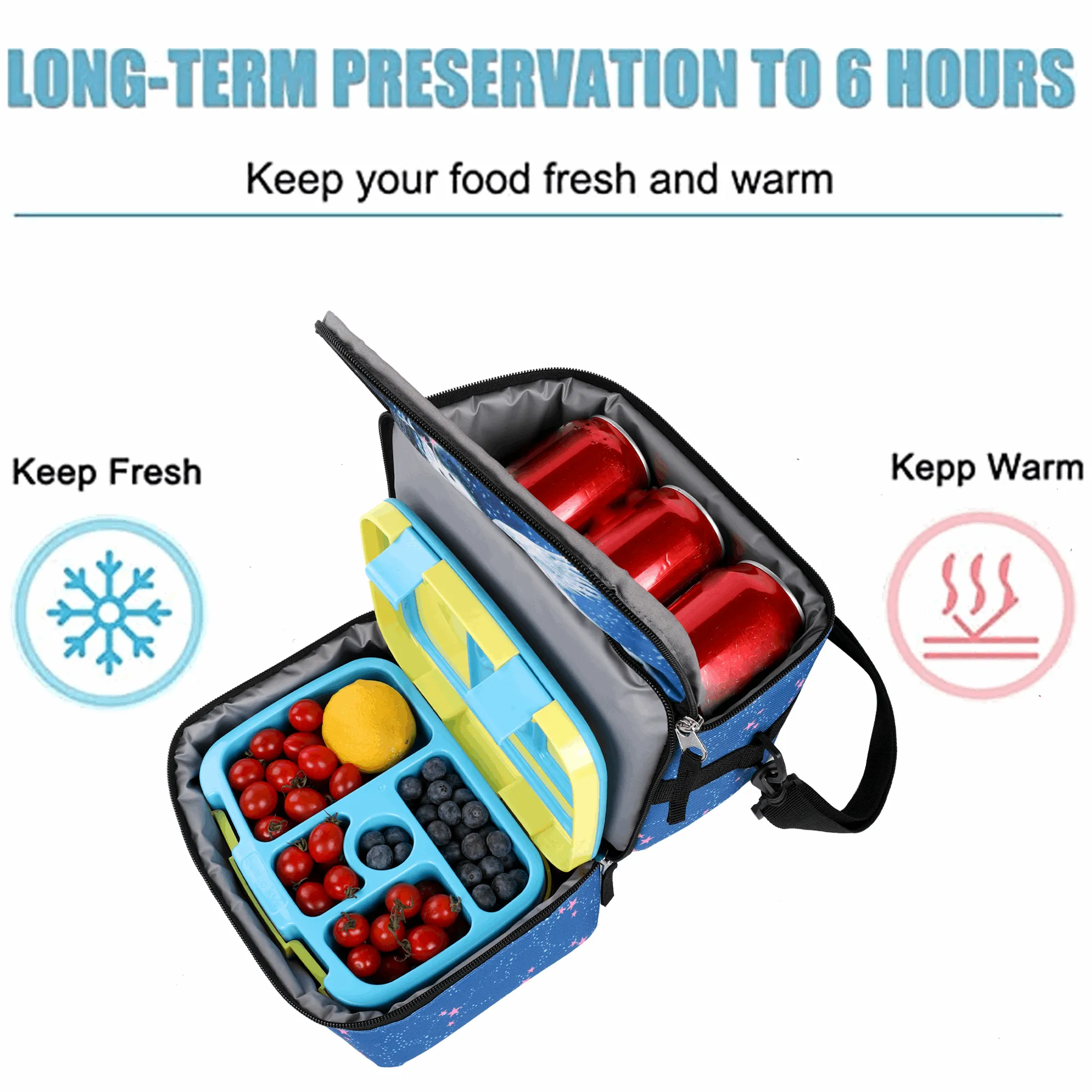 Seastig Blue Horse 18 inch Double Handle Rolling Backpack for Kids with Lunch Bag and Pencil Case Set