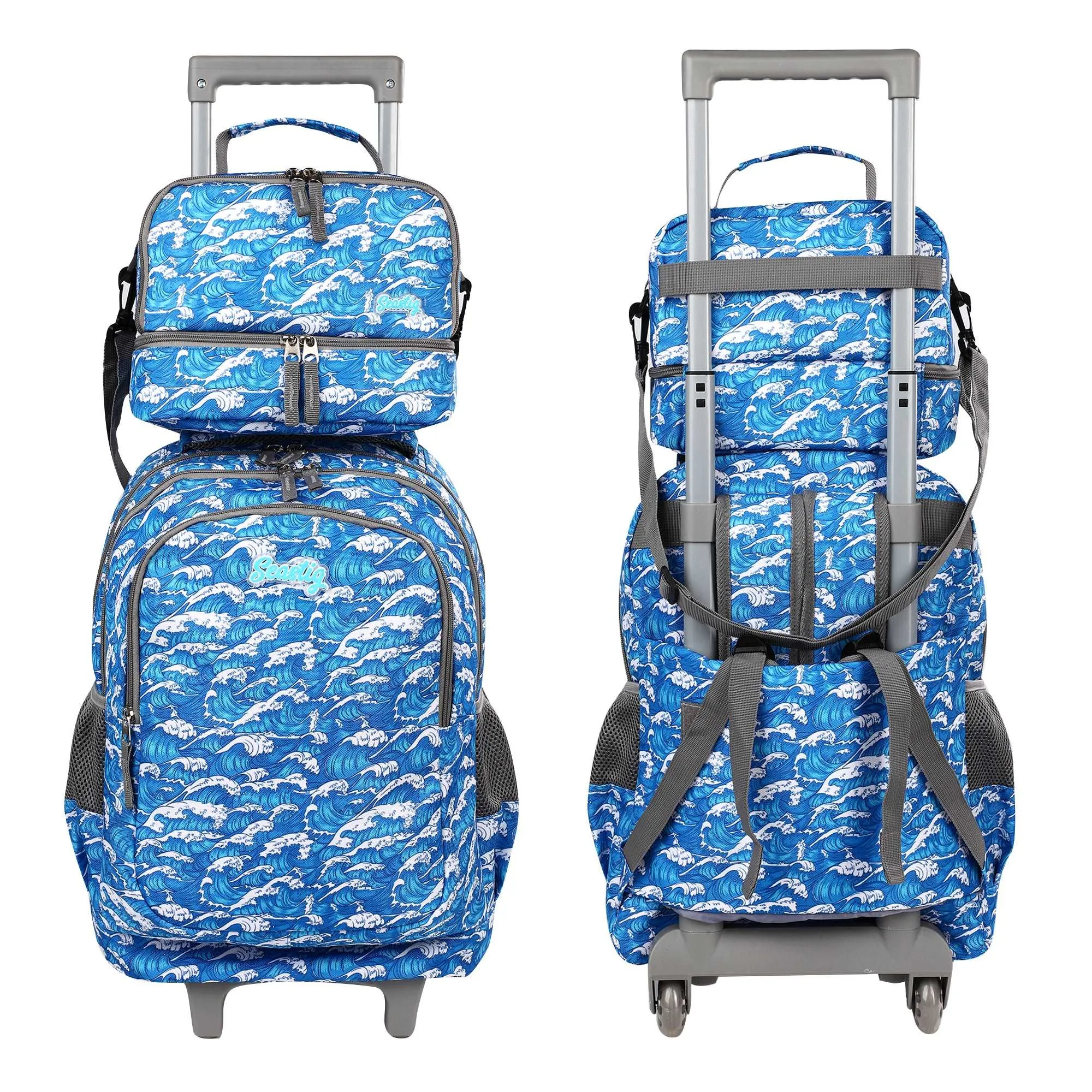 seastig Blue Waves  18 inch Rolling Backpack