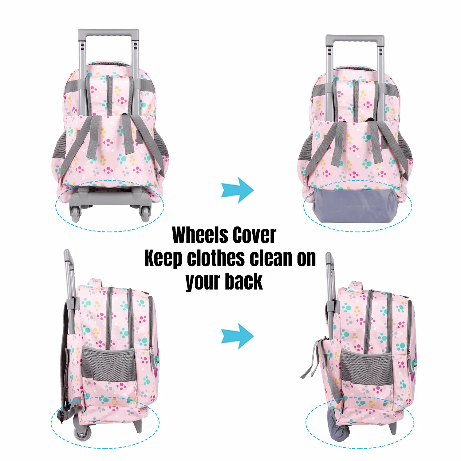 Seastig Pink Sheep 18 inch Double Handle Rolling Backpack for Kids