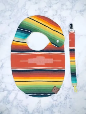 SERAPE BABY BIB & PACIFIER