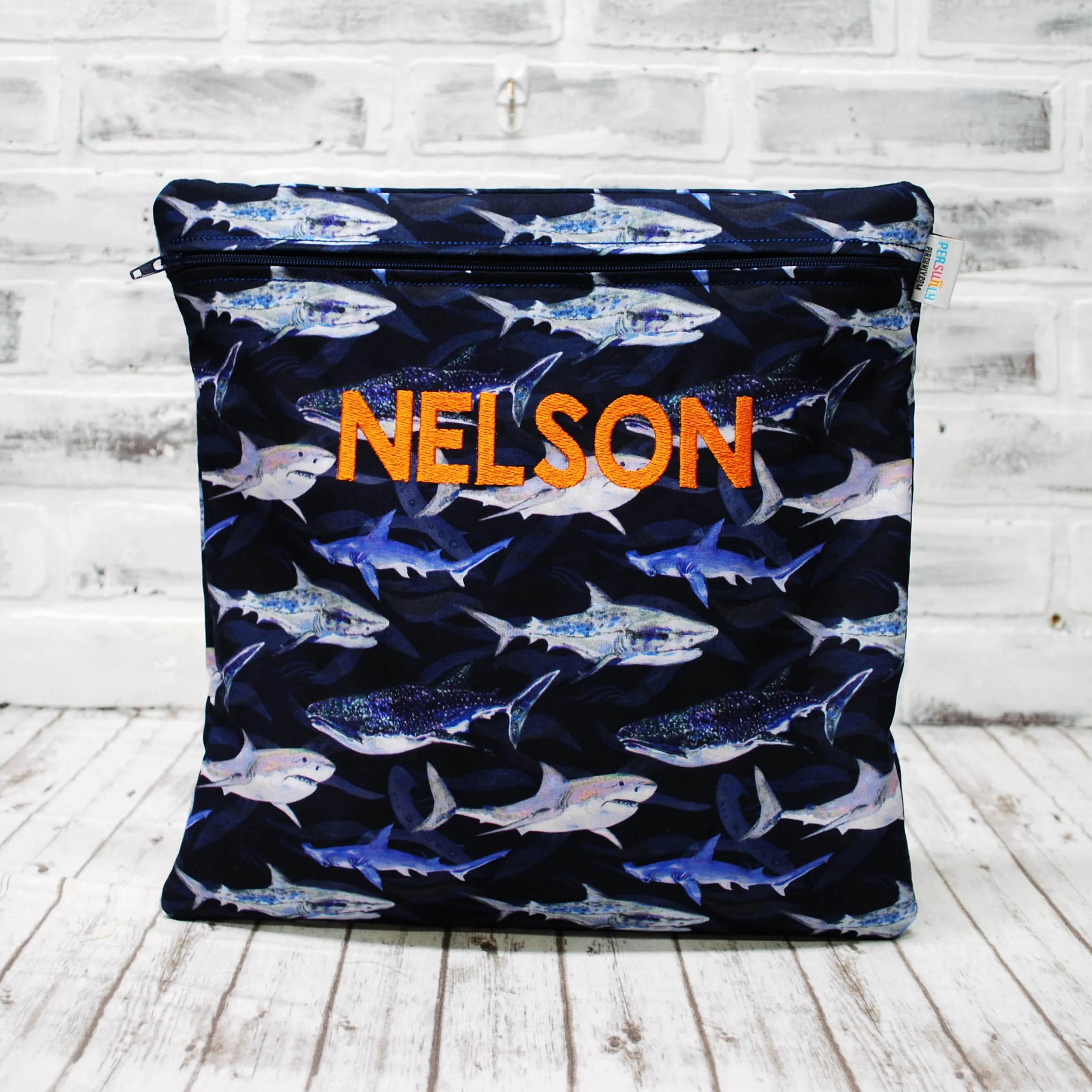 Sharks in the Deep Personalized Reusable Food Bag