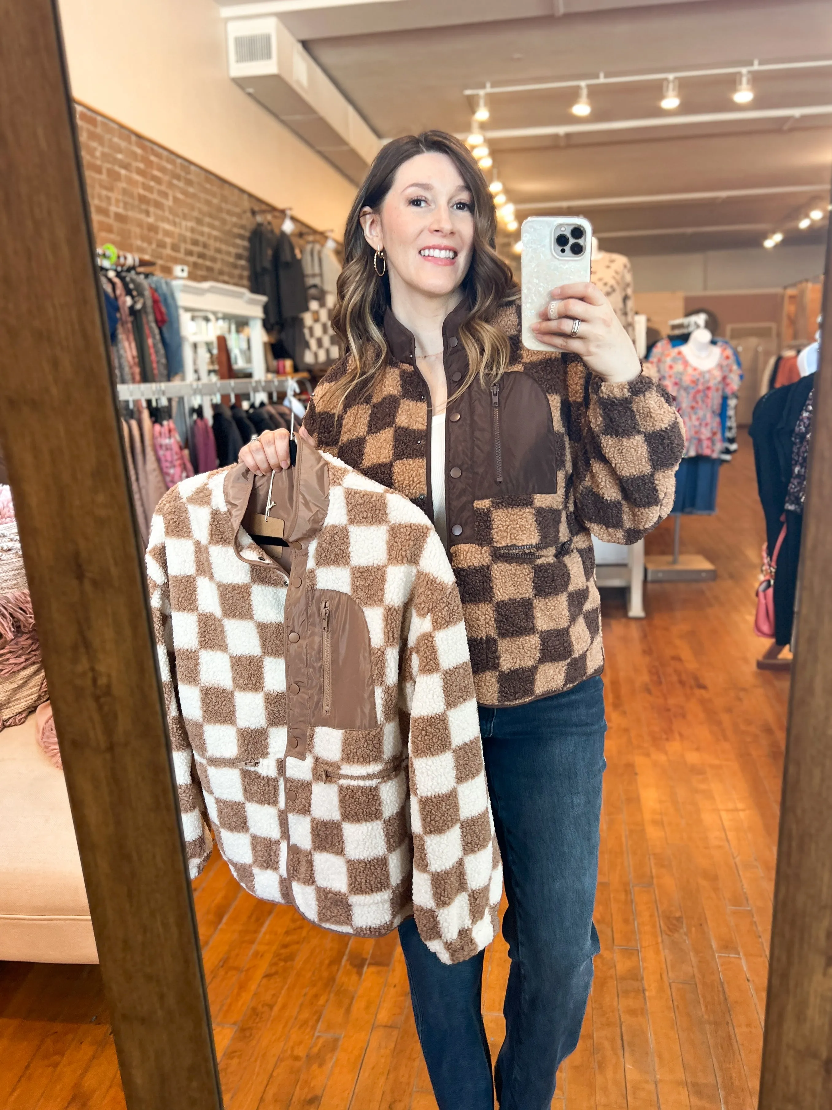 Shelly Snap-Front Checkered Jacket