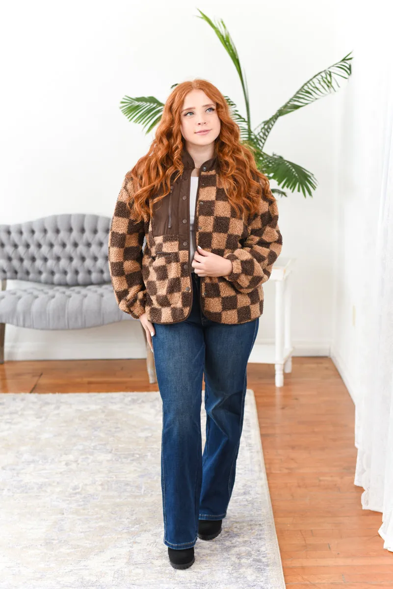 Shelly Snap-Front Checkered Jacket