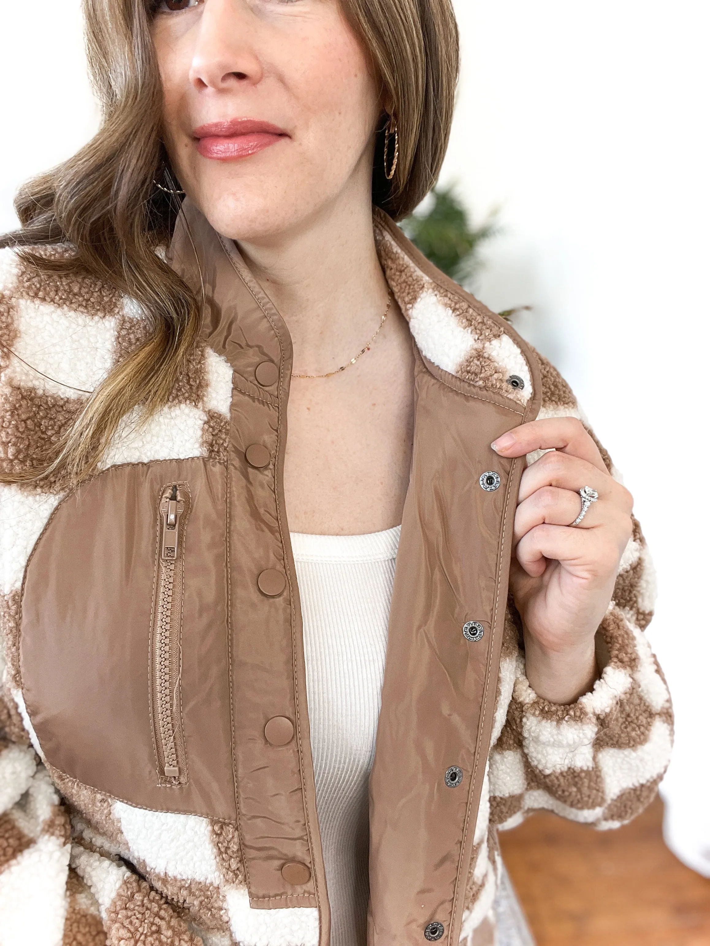 Shelly Snap-Front Checkered Jacket