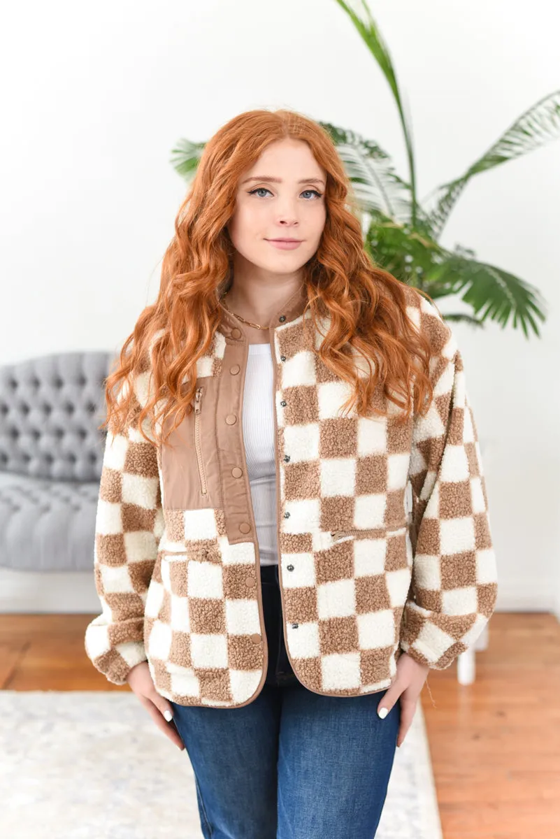Shelly Snap-Front Checkered Jacket