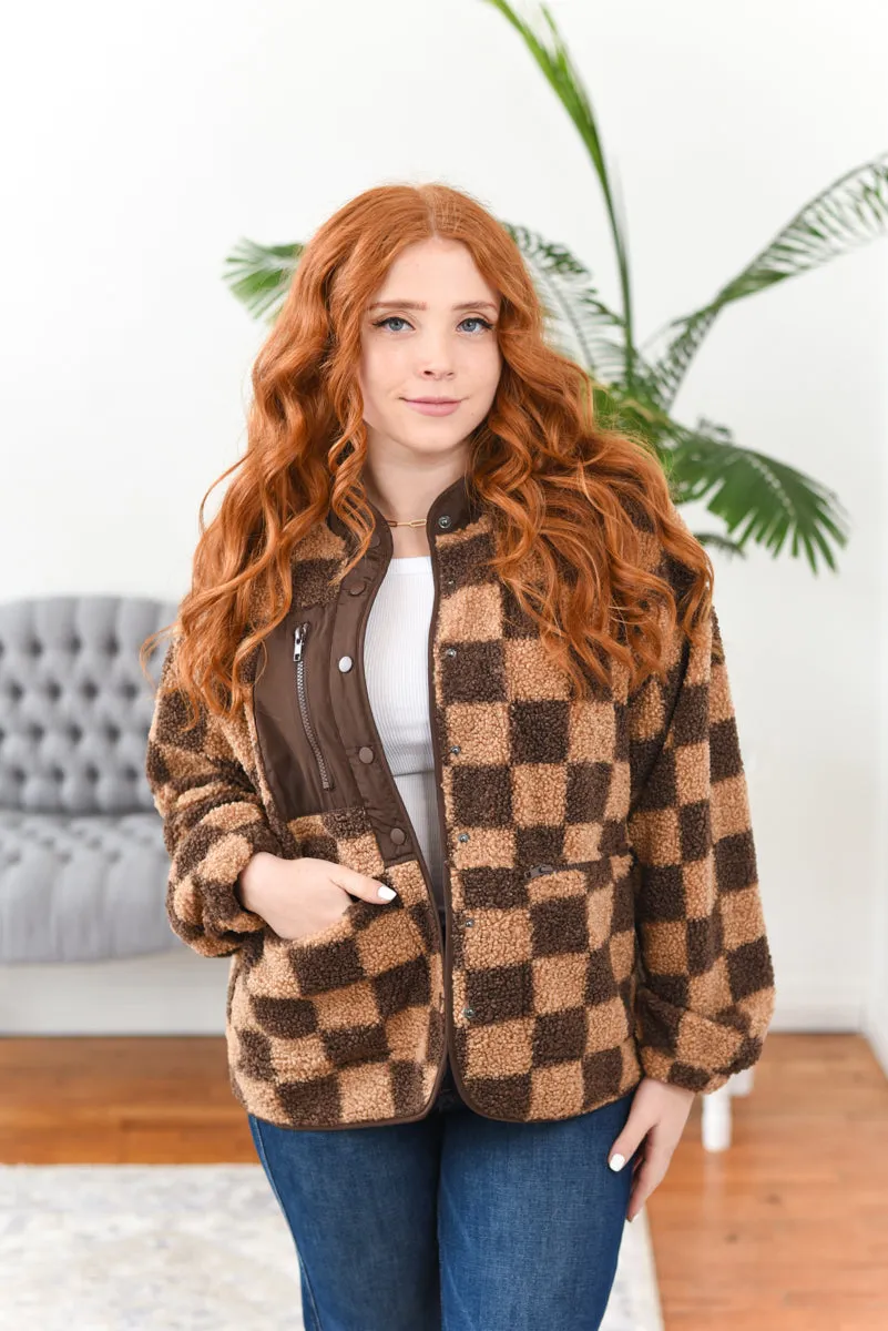 Shelly Snap-Front Checkered Jacket