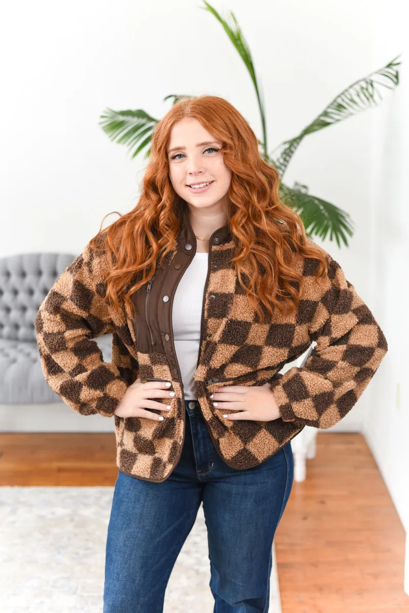 Shelly Snap-Front Checkered Jacket