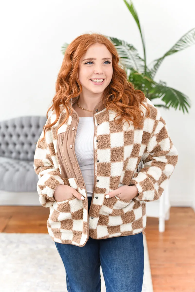 Shelly Snap-Front Checkered Jacket