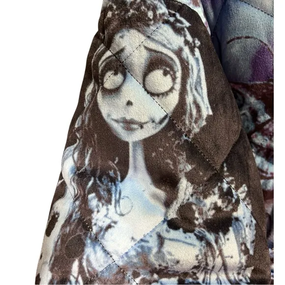 Size Small……...Corpse Bride Puffy Blue‎ &amp; Black Quilted Jacket.  New