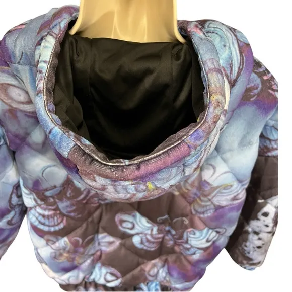 Size Small……...Corpse Bride Puffy Blue‎ &amp; Black Quilted Jacket.  New