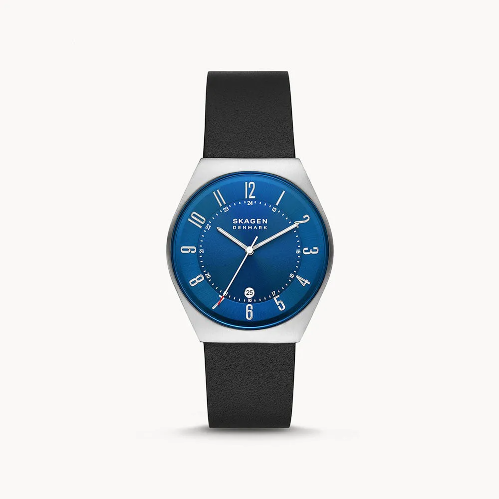 Skagen Grenen Three-Hand Date Midnight Leather Watch