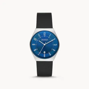 Skagen Grenen Three-Hand Date Midnight Leather Watch