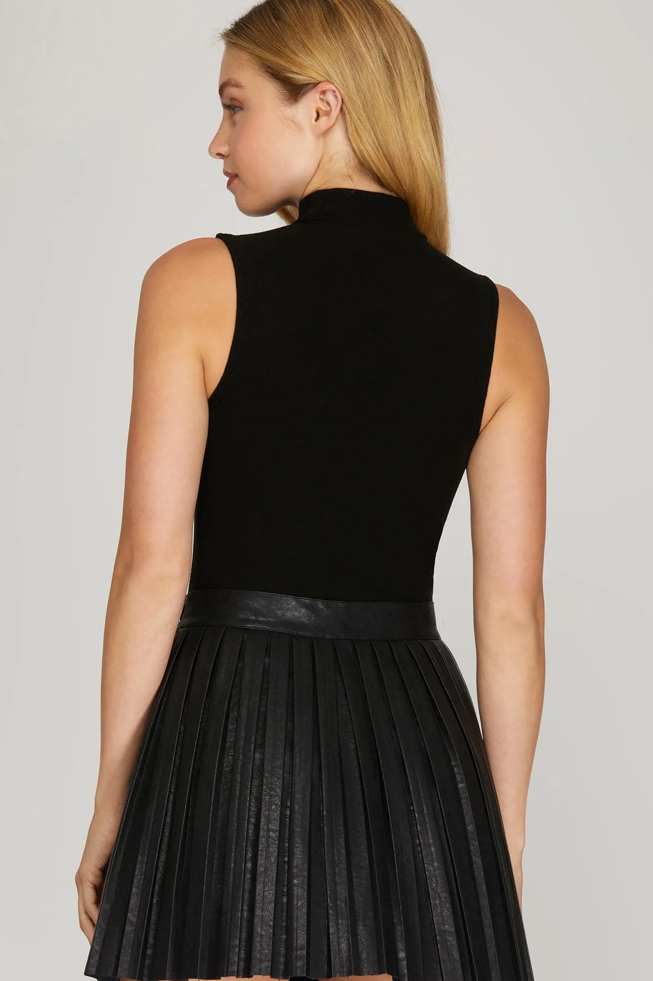 Sleeveless Mock Neck Brushed Knit Bodysuit