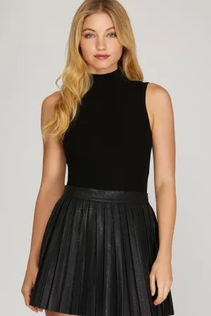 Sleeveless Mock Neck Brushed Knit Bodysuit