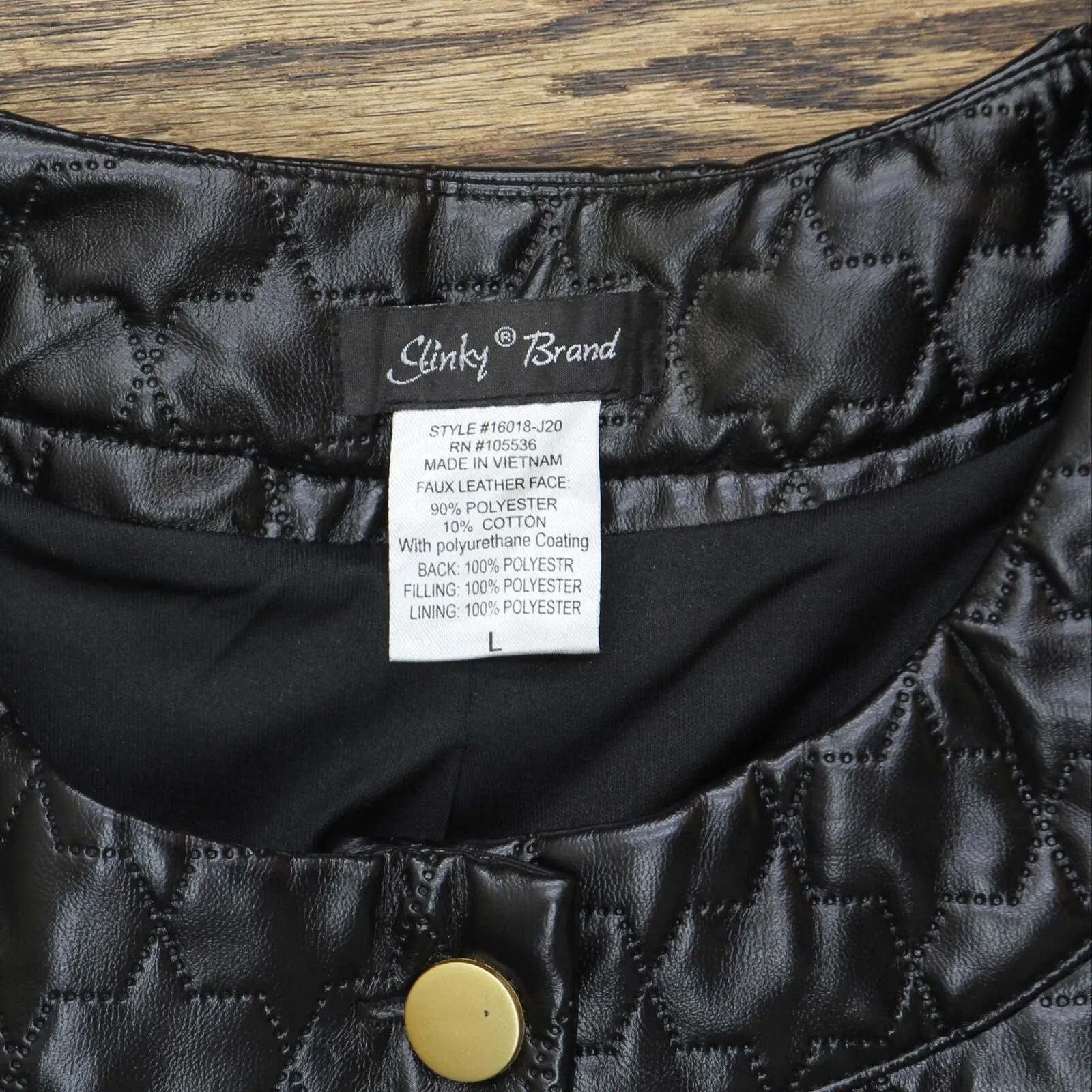 Slinky Brand Womens Faux Leather Quilted Vest 689698 Black L