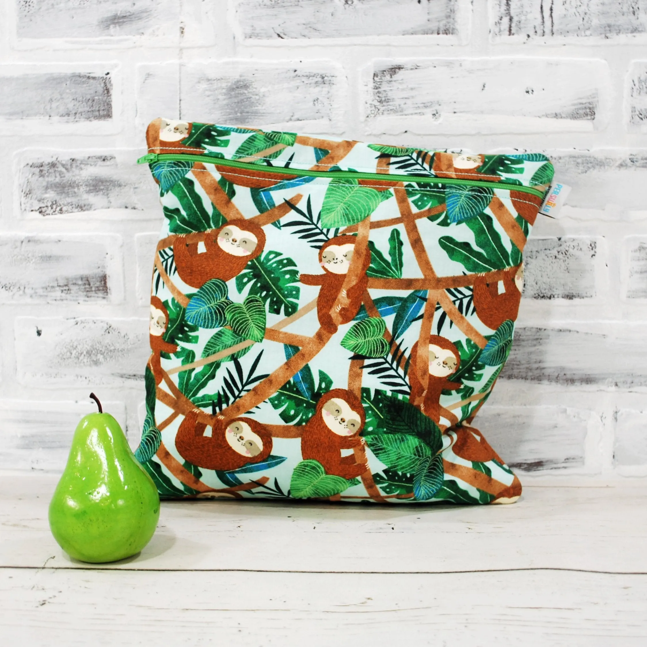 Sloth in Trees Personalized Reusable Wet Bag