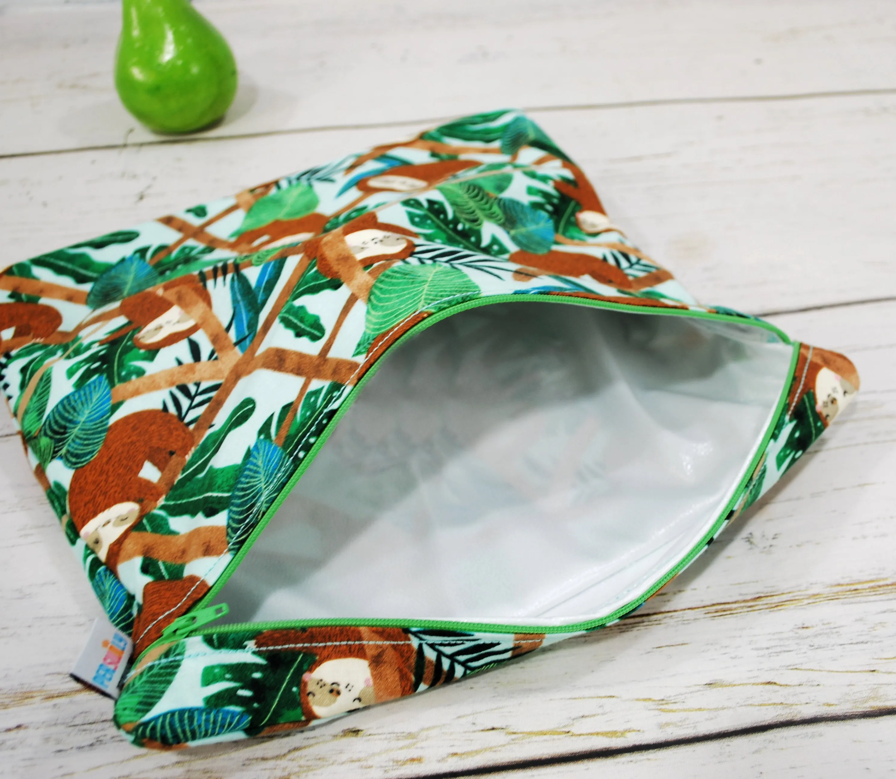 Sloth in Trees Personalized Reusable Wet Bag