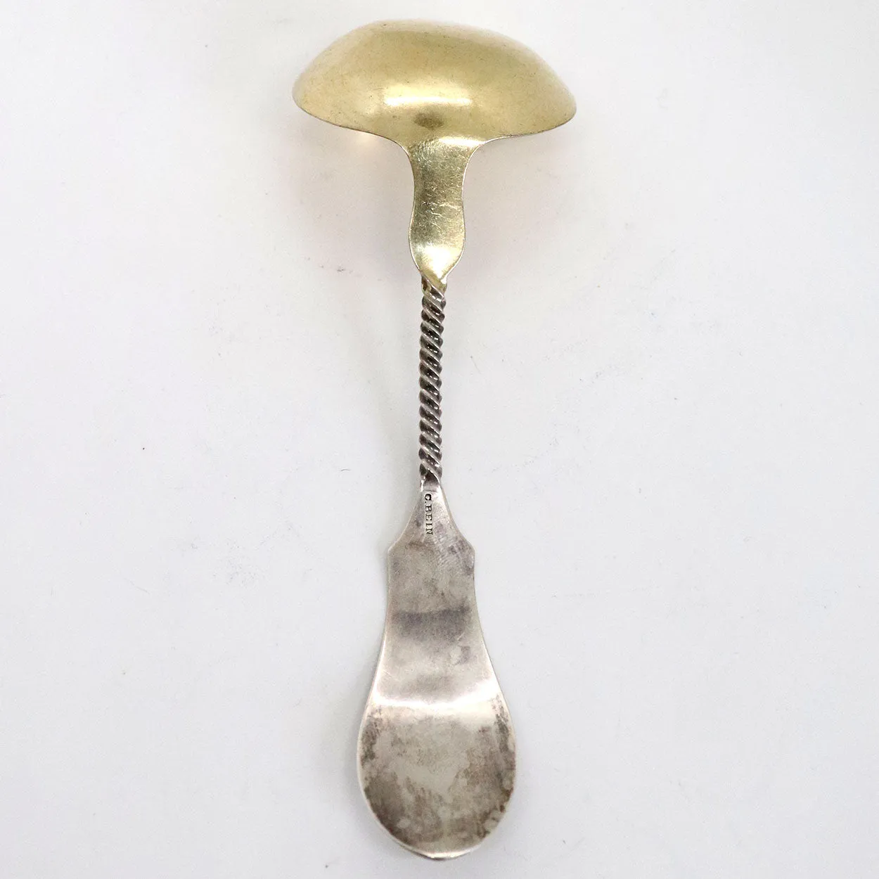 Small American Charles Bein Gilt Coin Silver Ladle and Leather Case