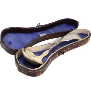 Small American Charles Bein Gilt Coin Silver Ladle and Leather Case