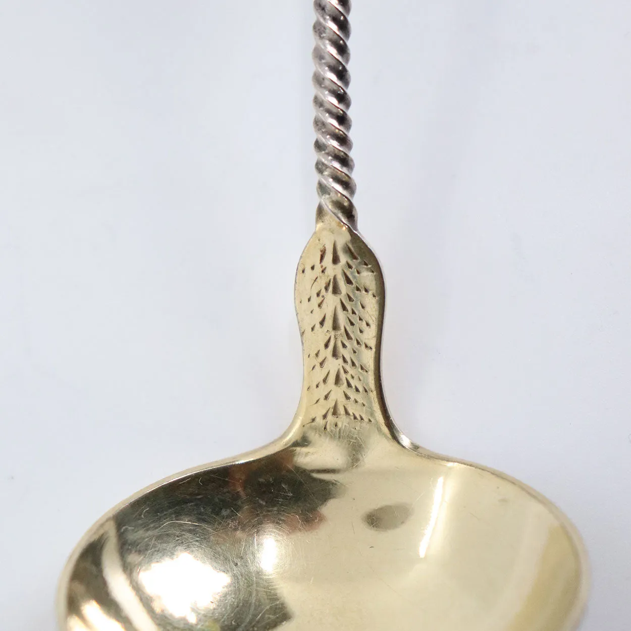 Small American Charles Bein Gilt Coin Silver Ladle and Leather Case