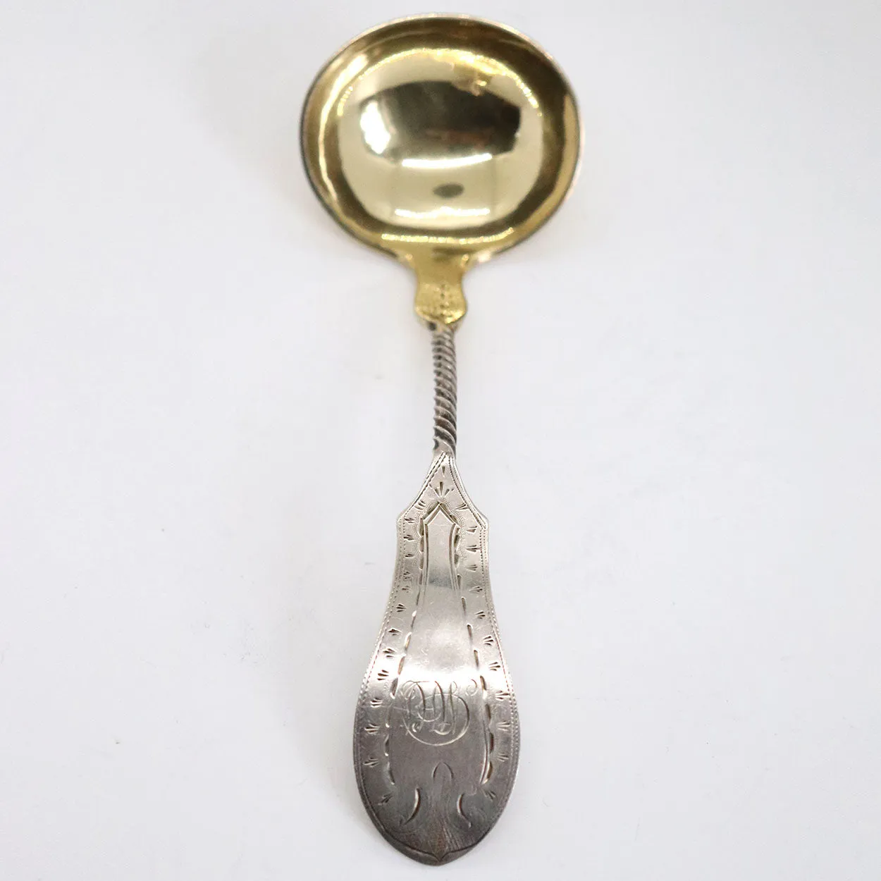 Small American Charles Bein Gilt Coin Silver Ladle and Leather Case